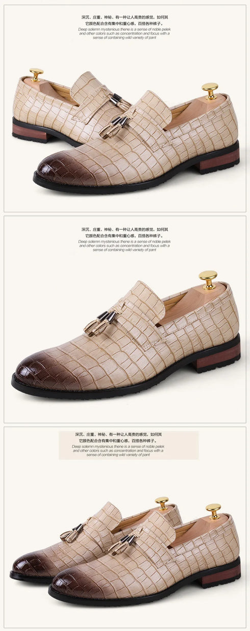 Elegant Tassel Slip-On Loafers for Men - Italian Designer Formal Dress Shoes Perfect for Weddings, Casual Events, and Business Attire in Premium Patent Leather